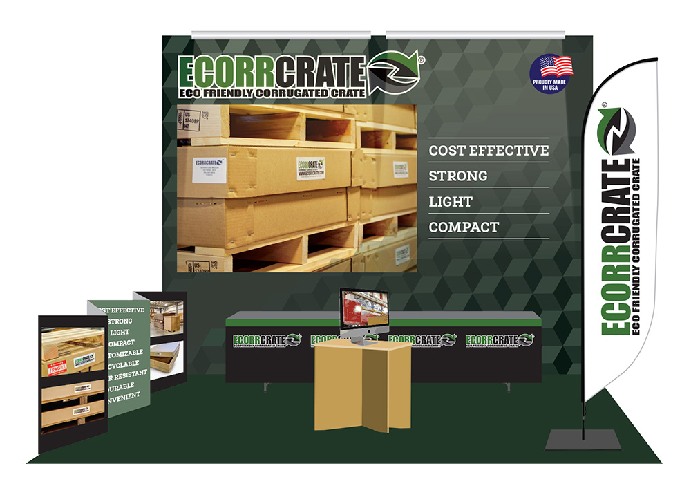 Ecorrcrate booth layout designed by Ulmer Graphic Design