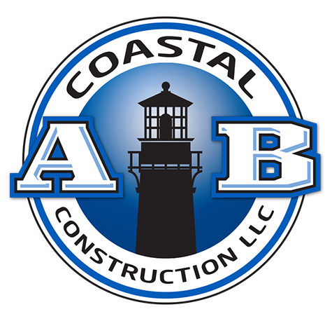 AB Coastal Construction LLC Logo - lighthouse with blues - in circle